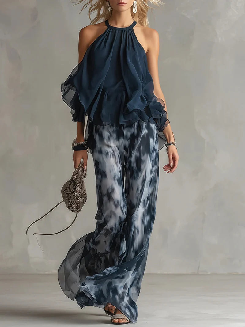 Noemí | Conjunto halter con pantalón de pierna amplia