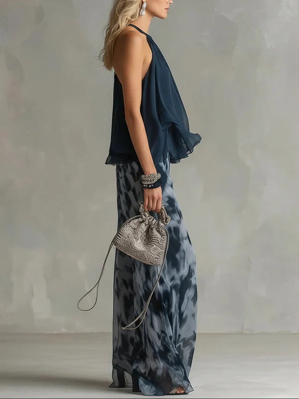 Noemí | Conjunto halter con pantalón de pierna amplia