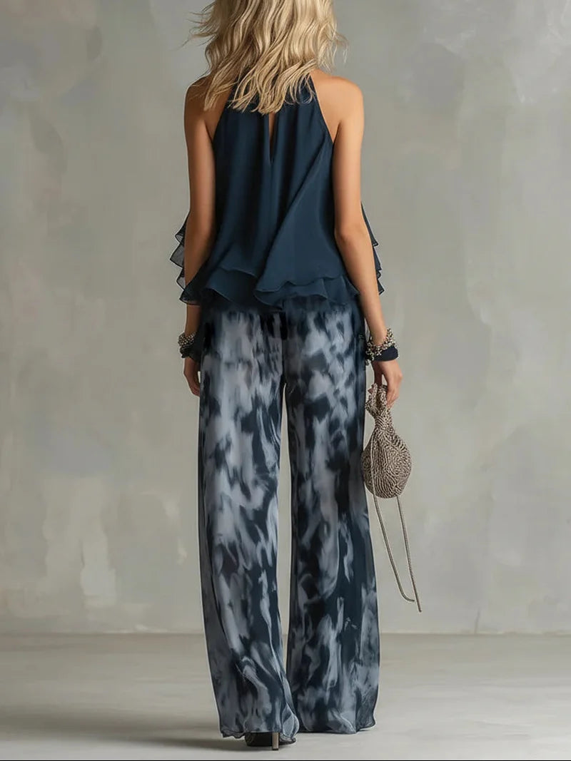 Noemí | Conjunto halter con pantalón de pierna amplia