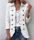 Camilla | Chamarra bohochic marfil bordada con volantes