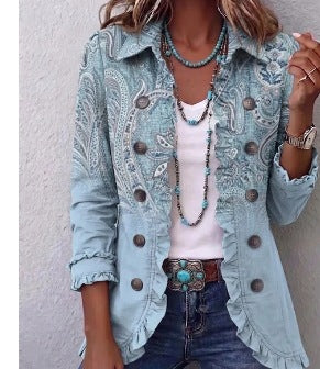 Emilia | Chamarra de paisley vintage con volantes