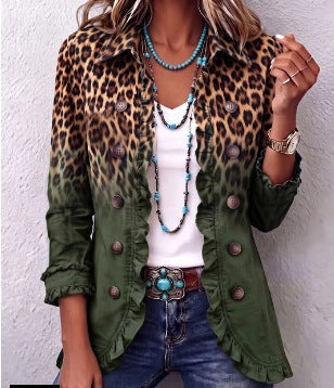 Ludovica | Blazer de leopardo degradado con volantes